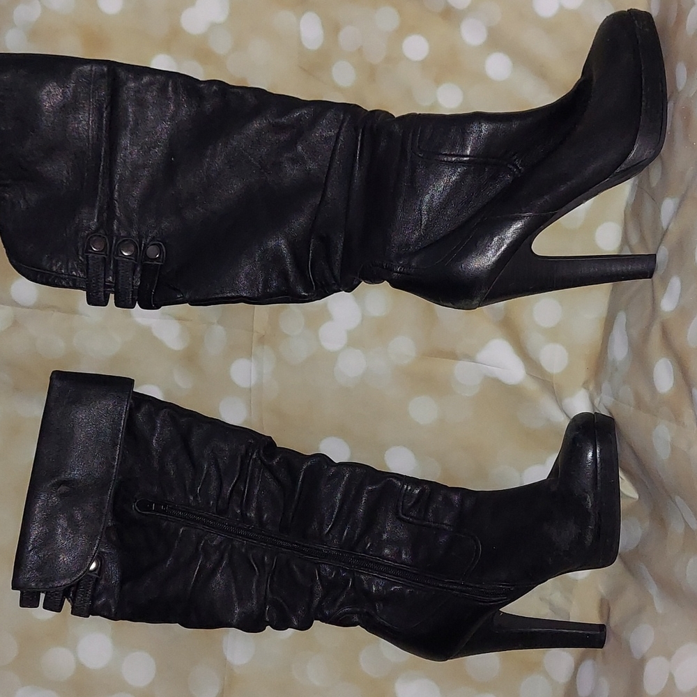Jessica Simpson Black Leather High Heel Boots